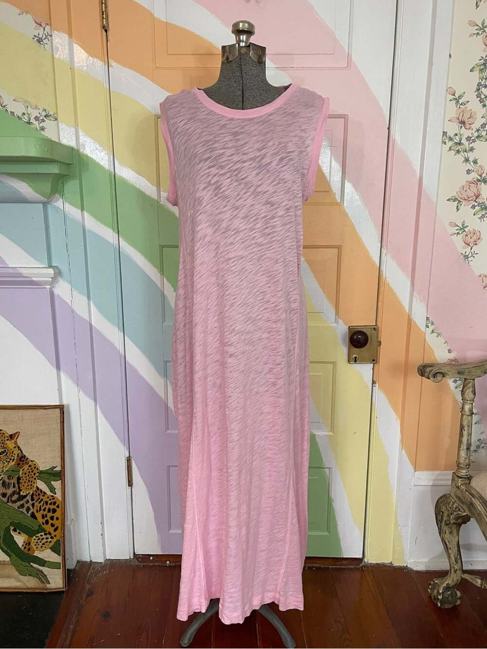 ATM Anthony Thomas Melillo Slub Cotton Jersey Midi Dress in Pink Sz L 🧡🎀